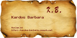 Kardos Barbara névjegykártya